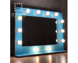 Гримерное зеркало с подсветкой и полкой 60х80 Голубой