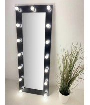 Черное гримерное зеркало с подсветкой 160х60 см