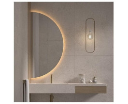 Полукруглое зеркало c теплой подсветкой для ванной комнаты Сузану